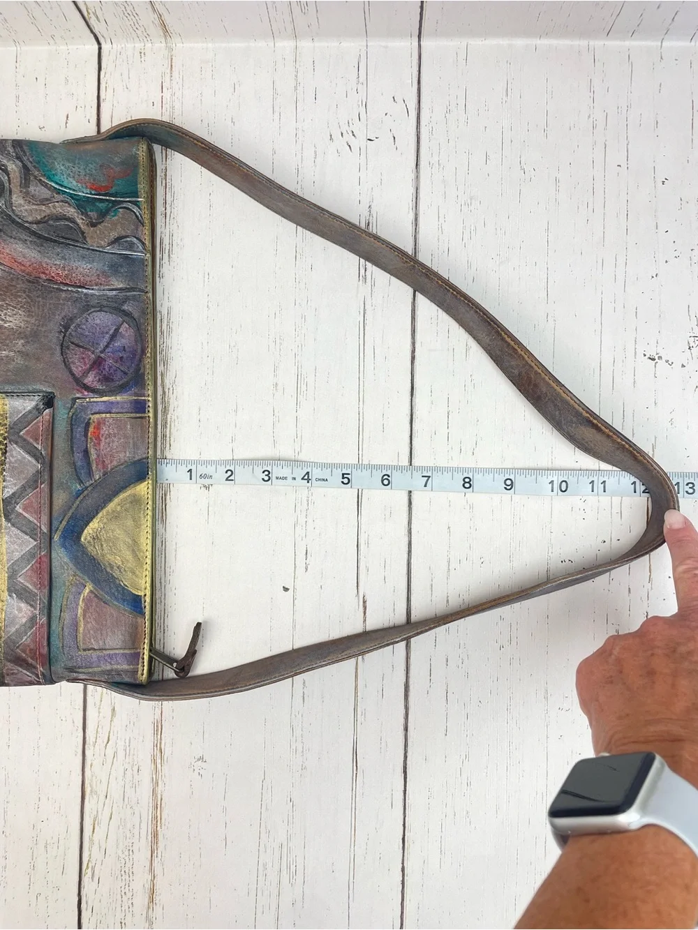 Jane Yoo Wearable Art Hand-painted Signature Leather Shoulder Bag